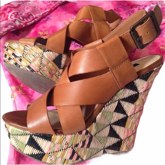 Shoemint Shoes - ShoeMint Camel Leather Wedge Sandal / The Diane